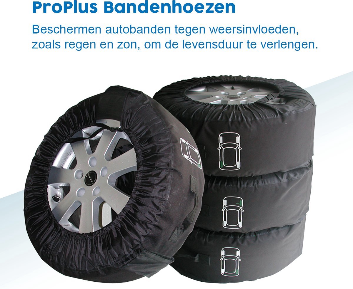 ProPlus Bandenhoezen - Bandentassen - Bandbreedte maximaal 280 mm - Wielhoes - Winter- en Zomerbanden Hoezenset - Reservewiel - XL - Eenvoudige Montage - 4 Stuks - Zwart – foto 4