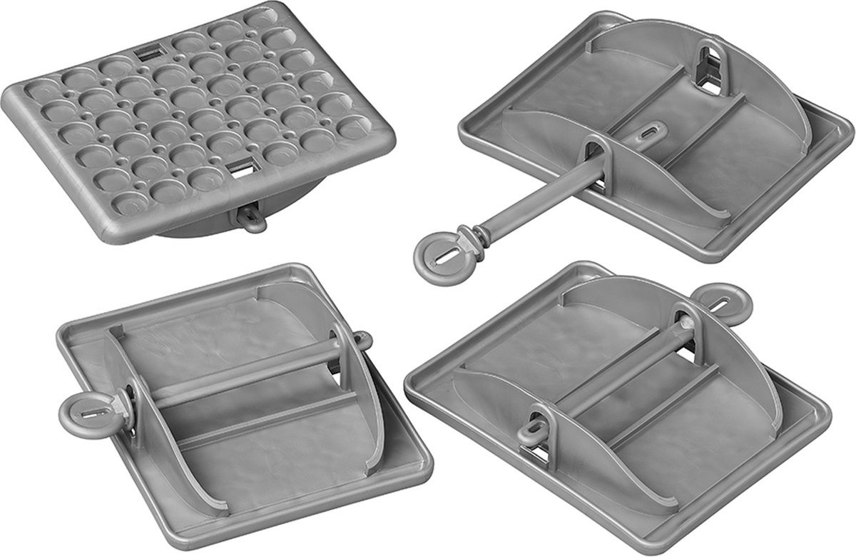 ProPlus Caravan Stabilisatievoeten Jumbo - 18 x 14 cm - Caravanvoet - Onderlegplaat - Voorkomt wegzakken - Universeel - Kunststof - 4 Stuks - Grijs