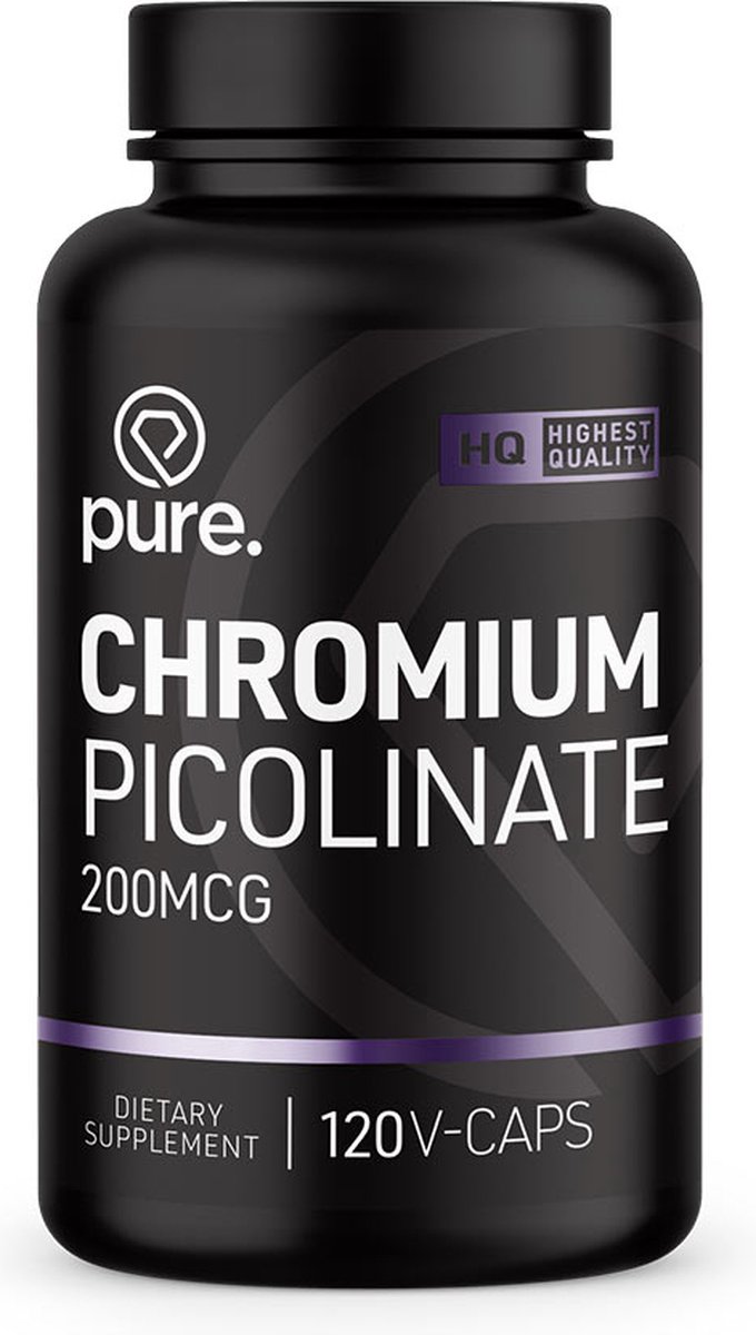 Goedkoopste Pure. Chromium Picolinate – 200mcg Chroom - Chroompicolinaat – Mineraal tabletten – 120 capsules – Helpt bij gewichtsbeheersing, Essentieel mineraal
