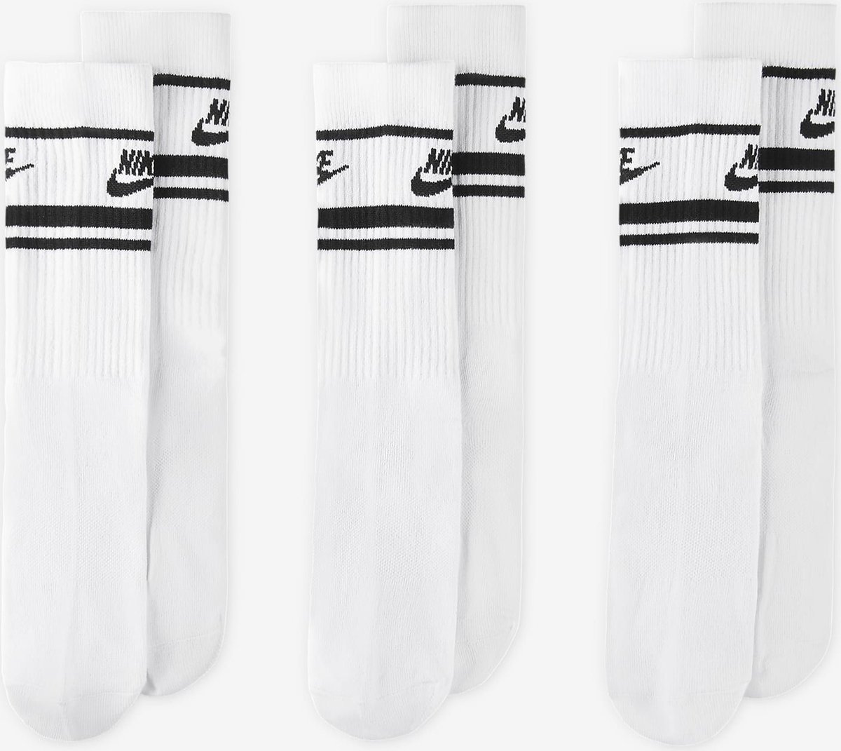 Nike Sportswear Everyday Essential Crew Sokken 3-pack Zwart