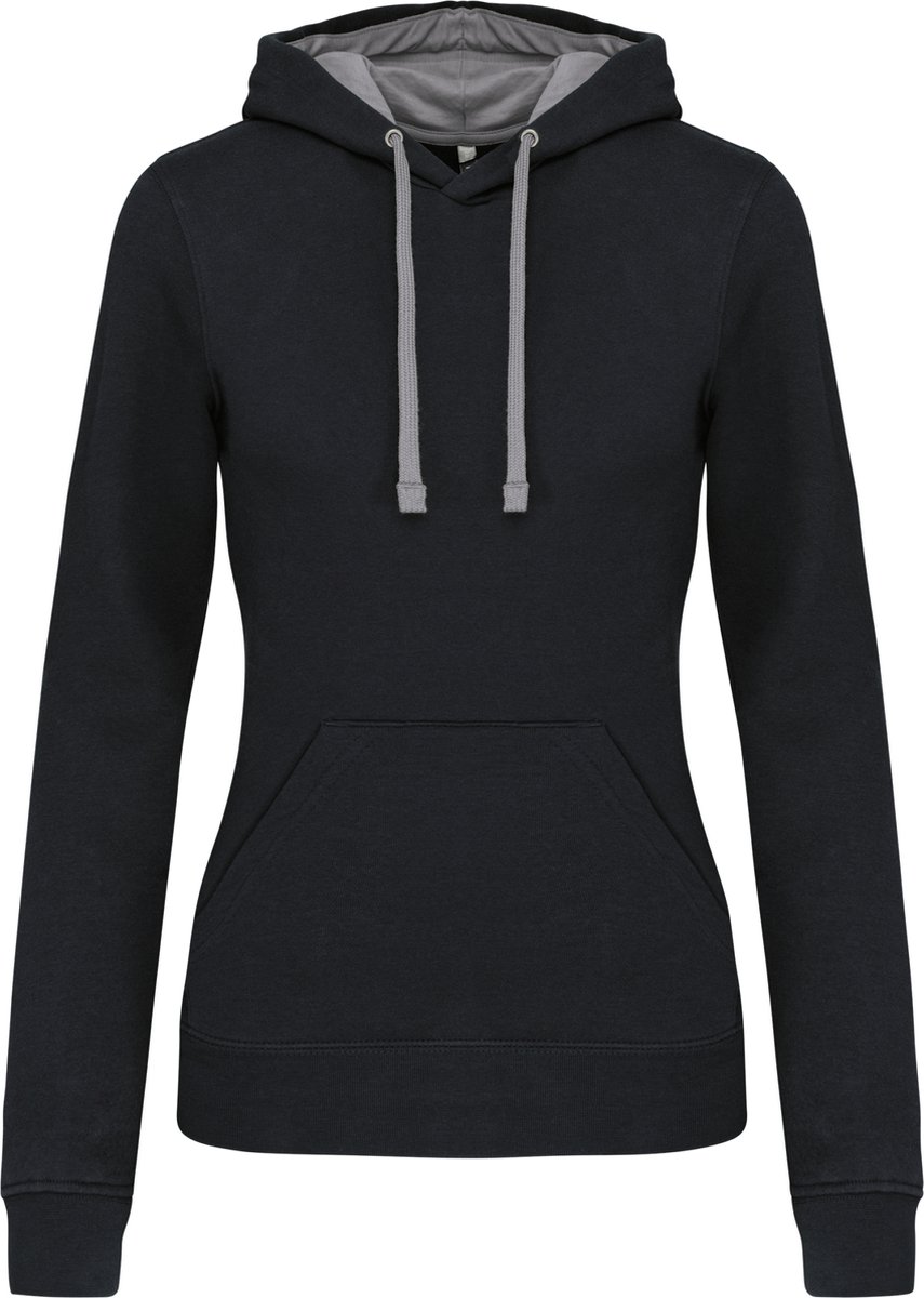 Kariban Damessweater met capuchon in contrasterende kleur K465 - Black / Fine Grey - XS