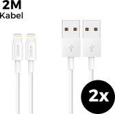 2 iPhone Lightning Kabels - 2 Meter - Set van 2 - USB naar Lightning Oplaadkabels - Geschikt Voor Apple iPhone 14 / iPhone 13 / iPhone 12 - WiseQ