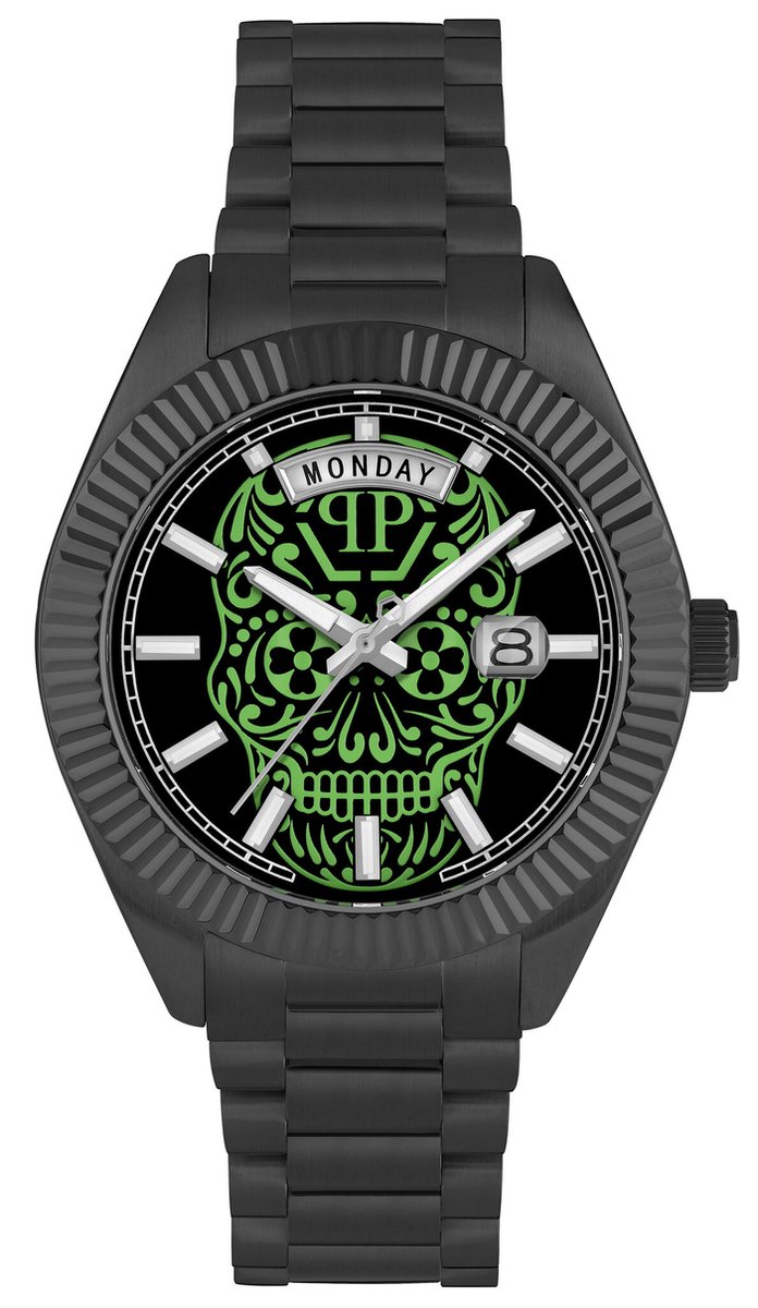 Philipp Plein Date Superlative Gent PWPNA0724 Horloge - Staal - Zwart - Ø 42 mm