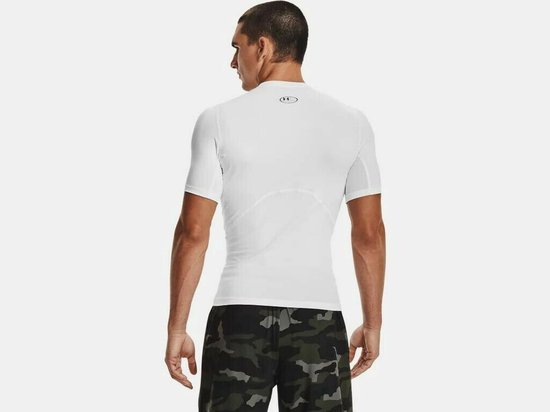 Under Armour UA HG Armour Comp SS Heren Sportshirt - Wit - Maat XL