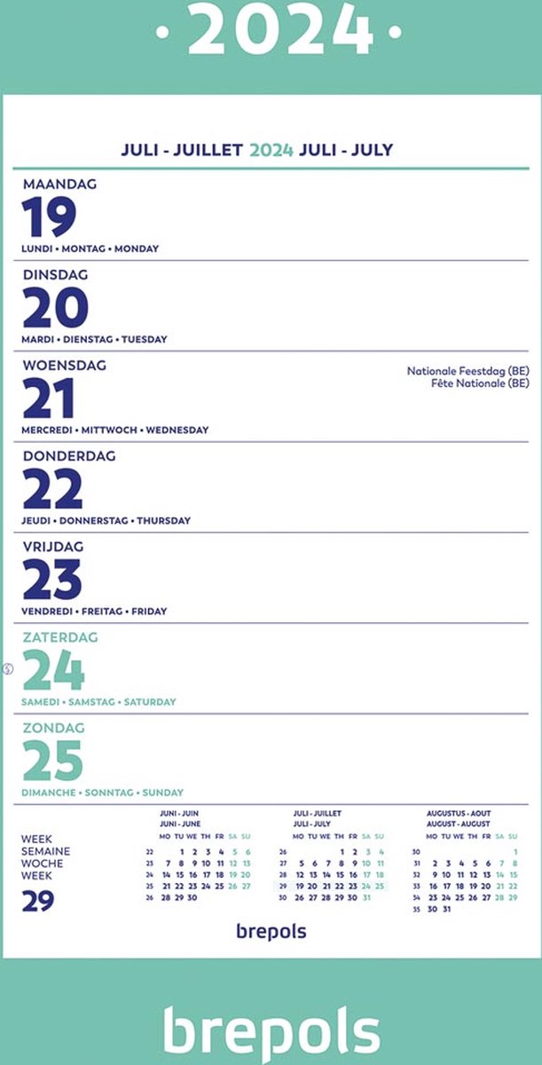 Brepols wand-weekkalender op schild 2024
