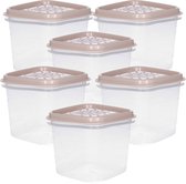 Hega Hogar Vershoudbakjes - set 8x stuks - 0.7 liter - transparant/beige - L11 x B11 x H12 cm - Mealprep - Maaltijden bewaren