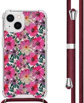 iMoshion Hoesje Geschikt voor iPhone 13 Hoesje Met Koord - iMoshion Design Hoesje met Koord - Meerkleurig / Flower Water