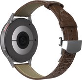 Strap-it Luxe leren smartwatch bandje - geschikt voor Xiaomi Watch S1 (Active/Pro) / Watch 2 Pro / Watch S3 / Mi Watch / Amazfit GTR 47mm / GTR 2-3-4 / Amazfit Balance / Bip 5 - donkerbruin