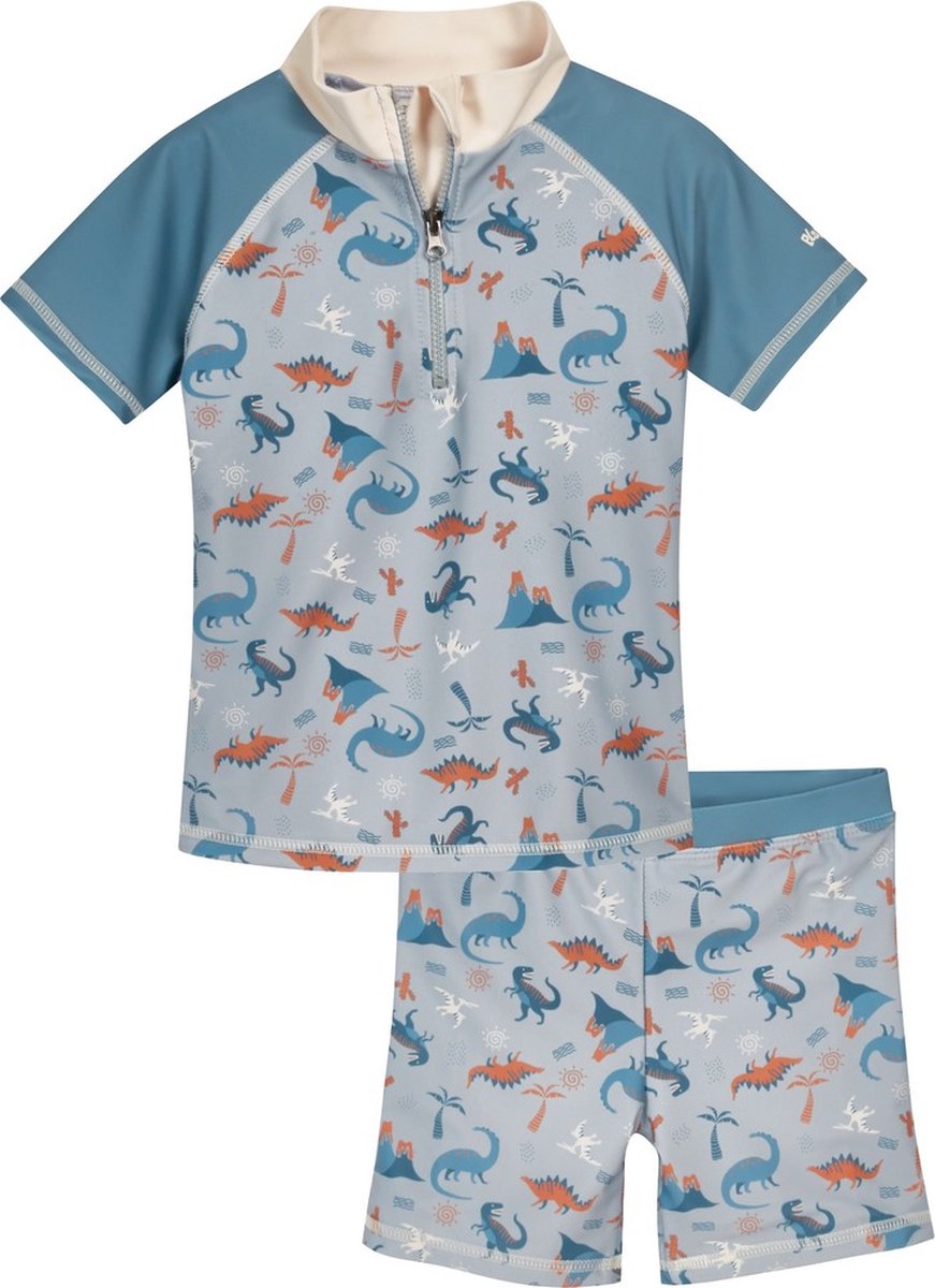 Goedkoopste Playshoes Kinder UV-Schutz Bade-Set Dino allover Blau-110/116