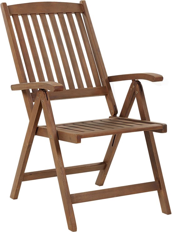 AMANTEA - Lot de 6 chaises de jardin - Marron foncé/ Grijs - Bois d'acacia