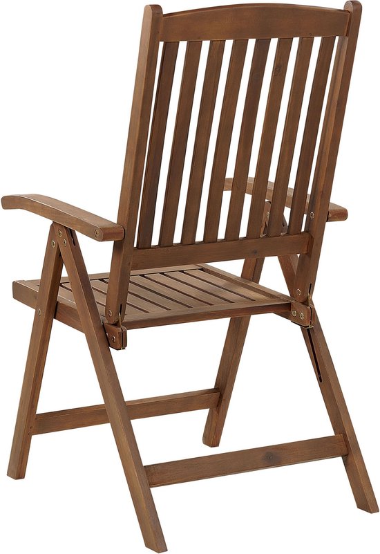 AMANTEA - Lot de 6 chaises de jardin - Marron foncé/ Grijs - Bois d'acacia
