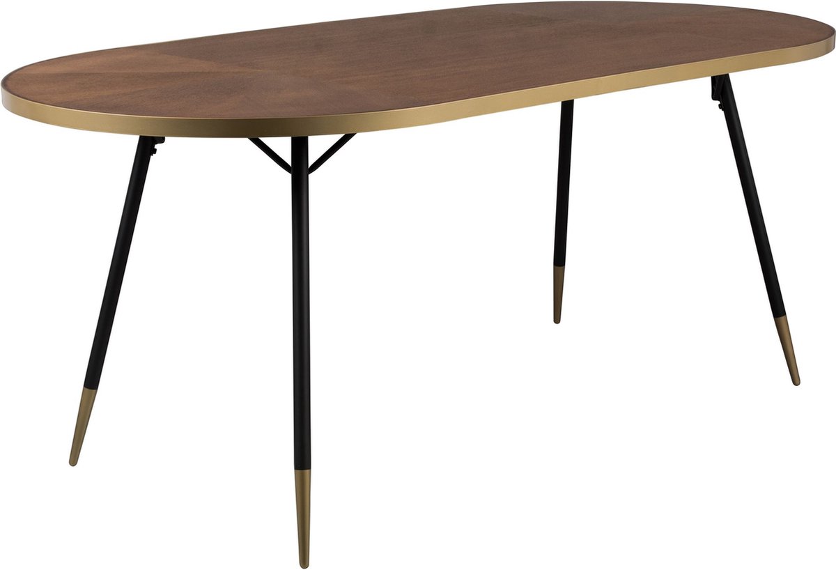 Housecraft Living Denise Eettafel Ovaal 180x90 cm Hout Bruin/ Goud