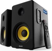 Majority D40X - actieve boekenplank luidsprekers - aansluiten met Bluetooth, USB, AUX, RCA en optisch - ingebouwde versterker - 4 inch basdrivers - afstandsbediening en ingebouwd bedieningspaneel - Kevlar basweergave - plug and play
