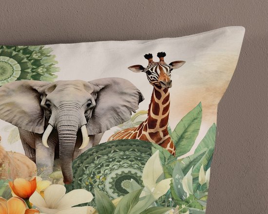 HIP Housse de couette "mandalas, fleurs & animaux de safari" - Vert - (240x200/220 cm) - Satin de Katoen