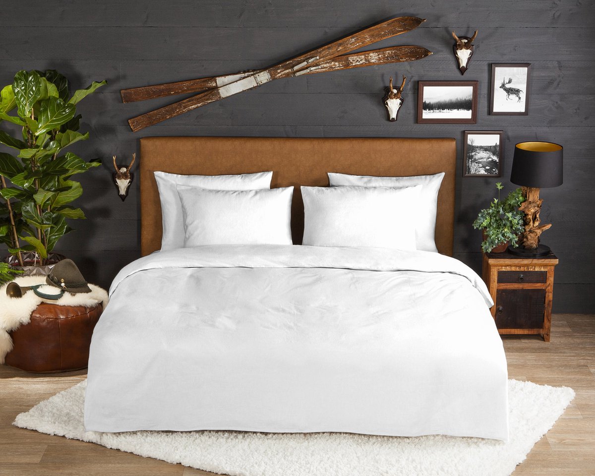 Good Morning dekbedovertrek uni - Lits jumeaux 240x200/220 cm - Wit - 100% Katoen flanel