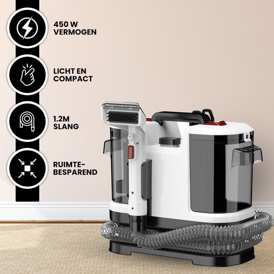 Vonia Tapijtreiniger - Vlekkenreiniger - Bankreiniger - Reinigingsmachine - Bekledingsreiniger - 450W - Wit
