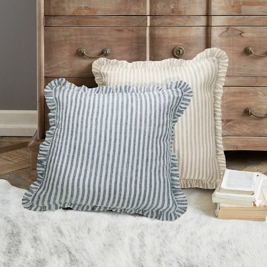 LOBERON Housse de coussin lot de 2 Brenda bleu/blanc
