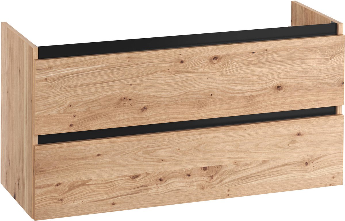 Saqu Gaia Wastafel Onderkast 120x50.5x60 cm Eiken Badkamerkast Wastafelmeubel zonder Uitsparing