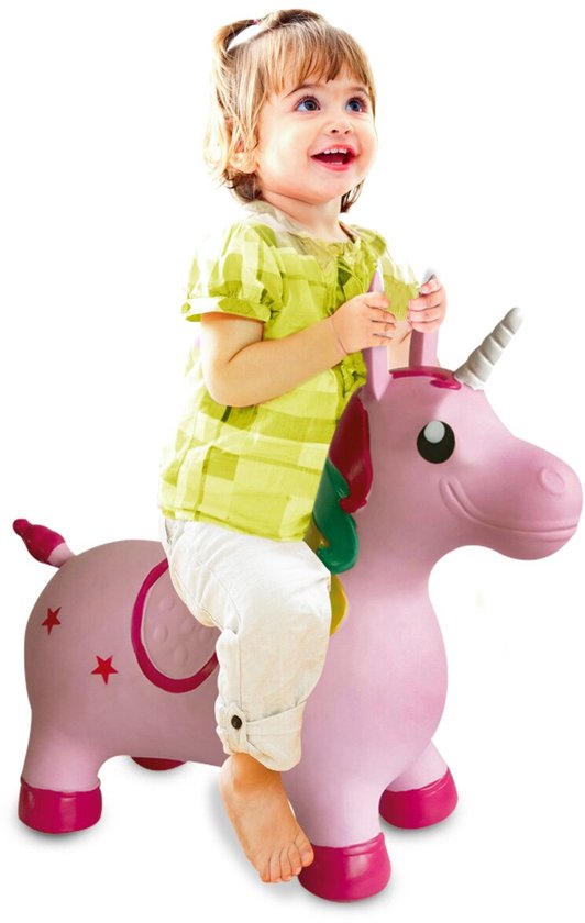 Jamara Skippybal - 460316 Skippydier Eenhoorn Roze (veelkleurig) Junior met Pomp