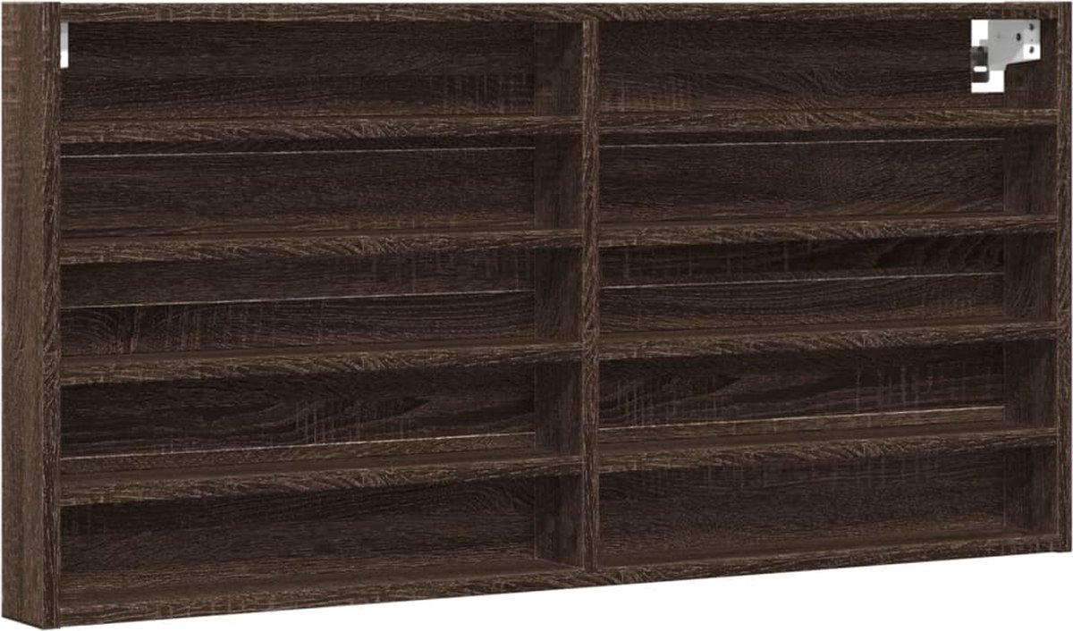 vidaXL - Vitrinekast - 100x8,5x50 - cm - bewerkt - hout - bruin - eikenkleurig