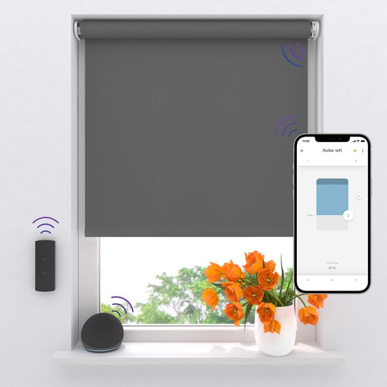 Store enrouleur électrique Easy Texture Blackout Anthracite 180 x 190 cm - CMD-02-P