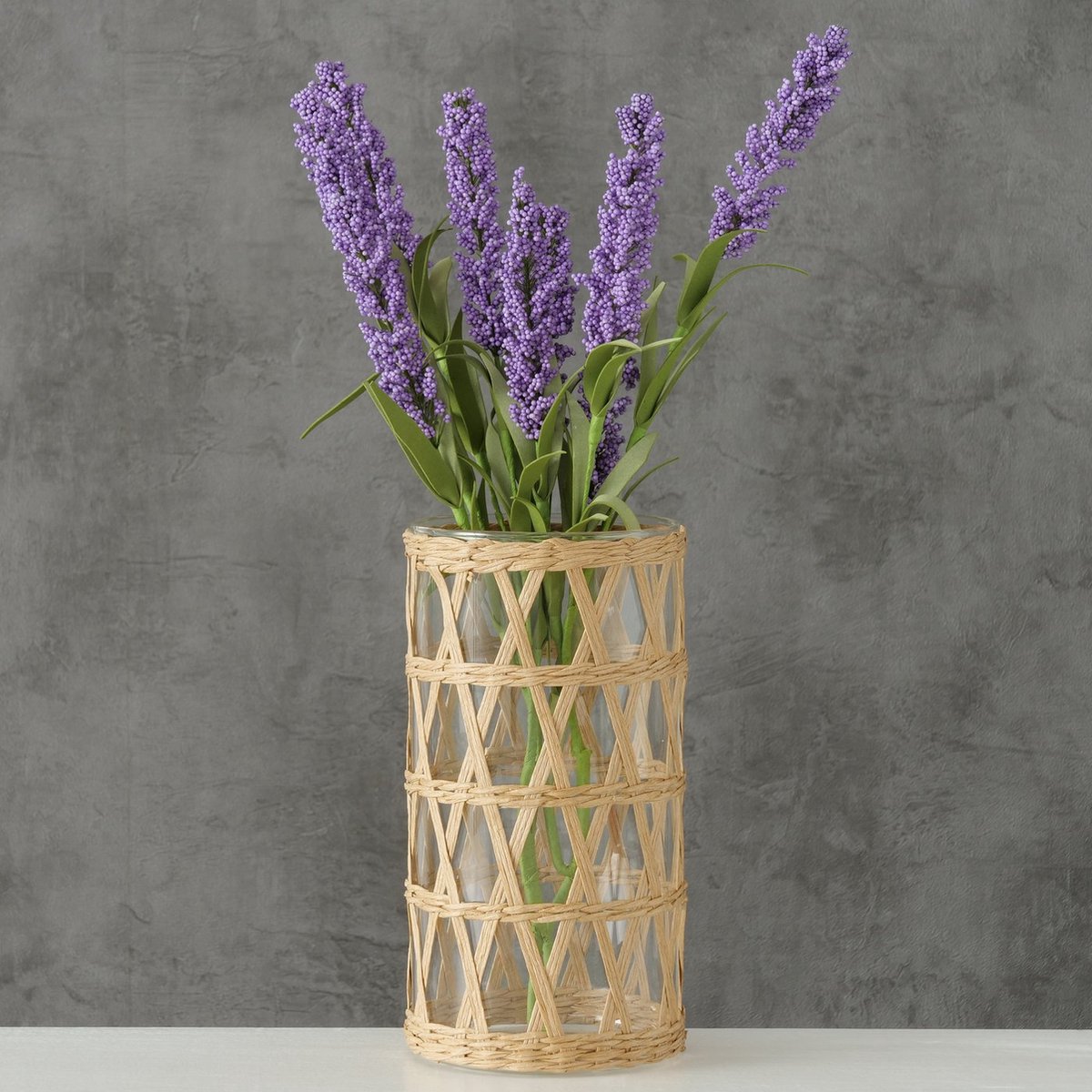 Boltze Home Vaas Favro glas/zeegras Ø11xh20cm Meerkleurig