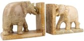 Ensemble de serre-livres éléphant en stéatite 11,5 cm