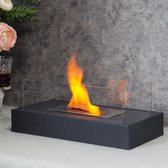 Rectangular Tabletop Fire Bowl Pot 35cmL Portable Table Fireplace – Clean Burning Bioethanol Fireplace Without Vent for Indoor Outdoor Patio Parties Events (Black)