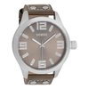 OOZOO Timepieces - Zilverkleurige horloge met taupe leren band - C1014