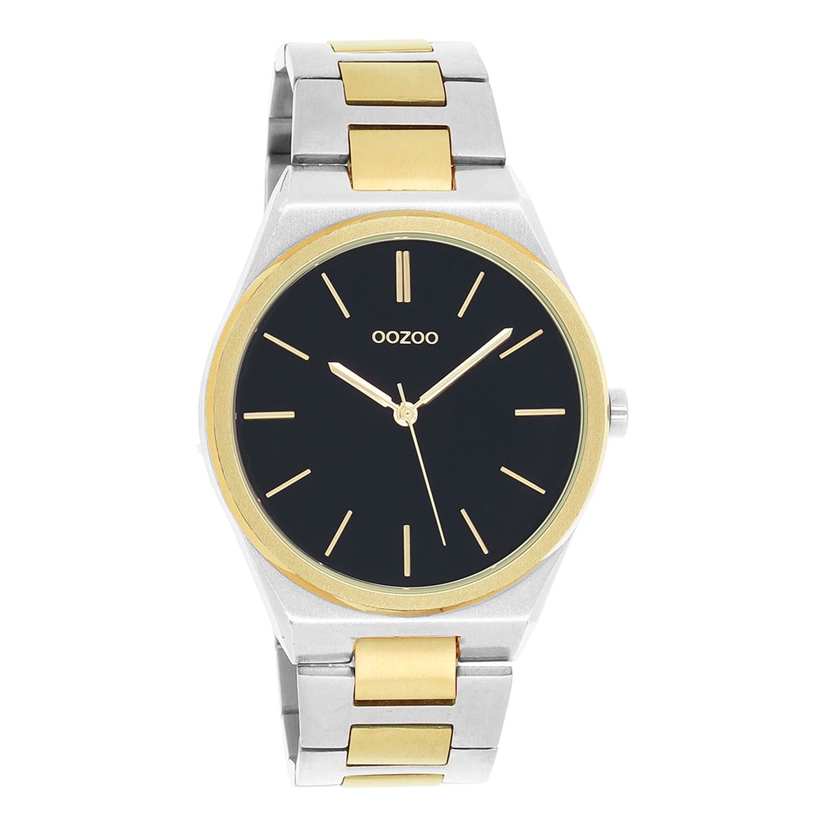OOZOO Timepieces - Zilver-goudkleurige horloge met zilver-goudkleurige roestvrijstalen armband - C10522