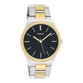 OOZOO Timepieces - Zilver/goudkleurige horloge met zilver/goudkleurige roestvrijstalen armband - C10522