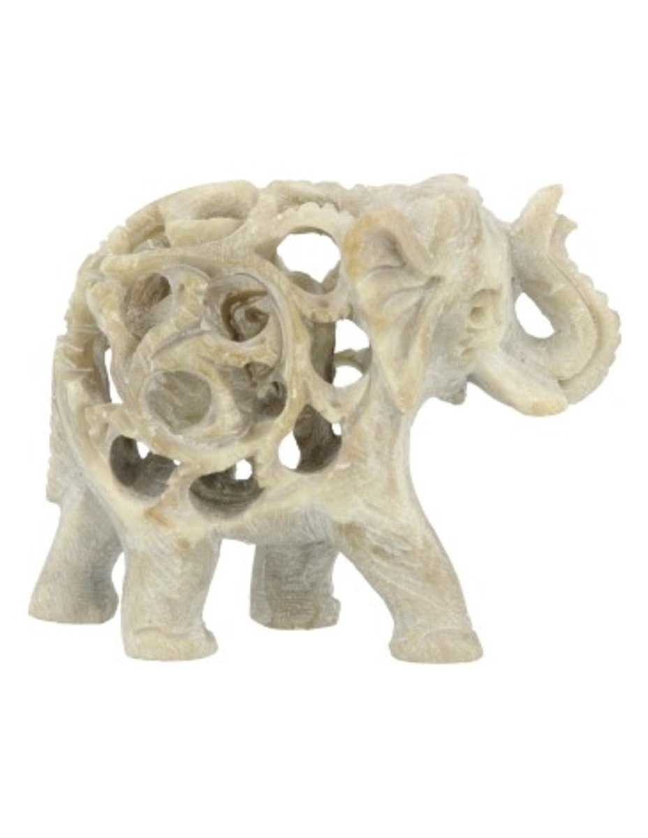 Ruben Robijn Speksteen olifant in olifant 6,5 cm slurf op Bonte kleuren
