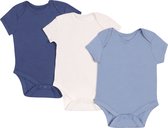 3x Blauw-Witte Rompertjes/Bodysuits met Korte Mouwen, OEKO-TEX