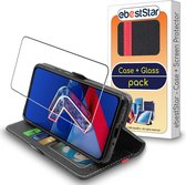 ebestStar - Hoes voor Asus Zenfone 7, 7 Pro, 8 Flip, Wallet Etui, Book case hoesje, Zwart, Rood + Gehard Glas