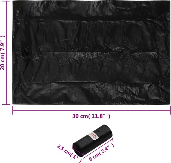 Sacs à déjections canines 750 pcs 30x20 cm polyéthylène noir