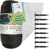 Vijvernet 4 x 6 m zwart 30 g/m² - Fijnmazig HDPE vogelnet met grondankers bird netting