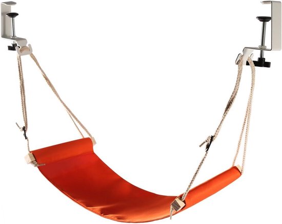 Voetmeubilair en decor - Draagbare voetsteun hangmat voor bureau met duurzame riem - Oranje Foot rest