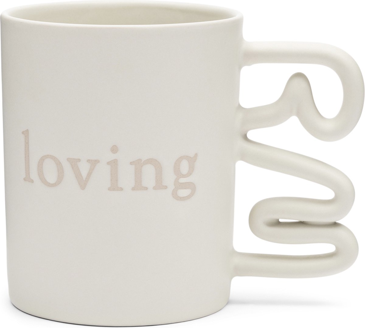 Riviera Maison Mok Met Tekst mat wit met organisch oor - RM Loving Theemok of Koffiemok 400 ml