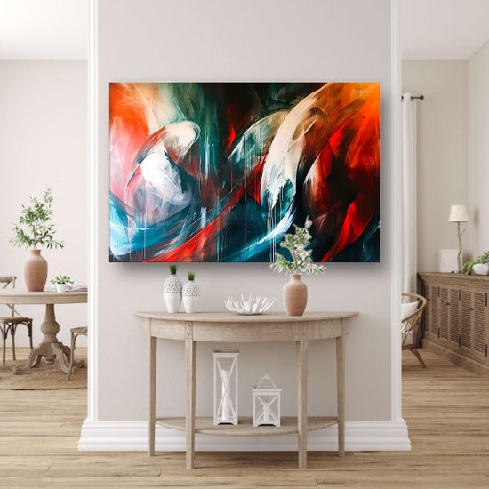 Kleuren portret - Abstract expressionisme wanddecoratie - Schilderij op canvas Moderne kunst - Landelijke schilderijen - Canvas keuken - Muurkunst canvas 150x100 cm