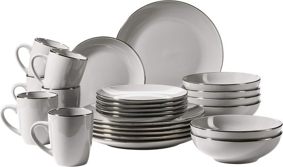 Mäser Serie Felise, Elegantes Kaffeegeschirr Für 6 Personen, Zeitlos, Mit Goldenem Rand Porzellan Weiss Maeser Mäser Serie Felise, Elegantes Kaffeegeschirr Für 6 Personen, Zeitlos, Mit Goldenem Rand Porzellan Weiss Maeser