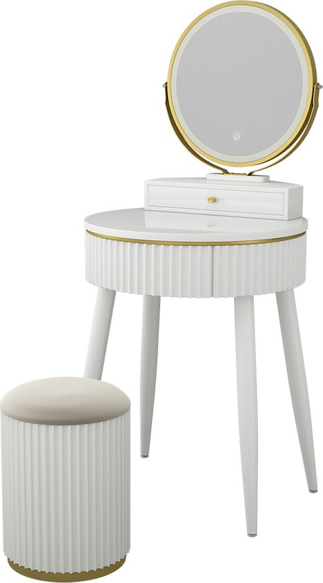 Vicco dressing table with light Ruben, White, 100 cm with LED lighting