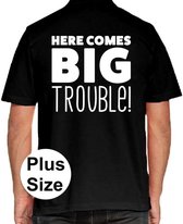 Here comes BIG trouble grote maten poloshirt zwart voor heren 3XL