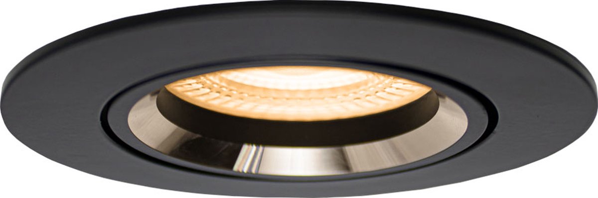 LED ondiepe Inbouwspot 6 Watt | Dimbaar | 70mm | kantelbaar | zwart - zilver