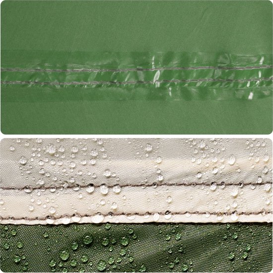 Gros plan détaillé des coutures et de la texture imperméables de la bâche.