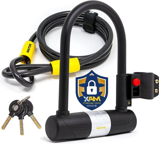 Fietsslot 16 Mm U-slot Met 1,2 M Stalen Kettingkabel En 3 Sleutels Perfect Voor Racefiets Elektrische Fiets En Mountainbike