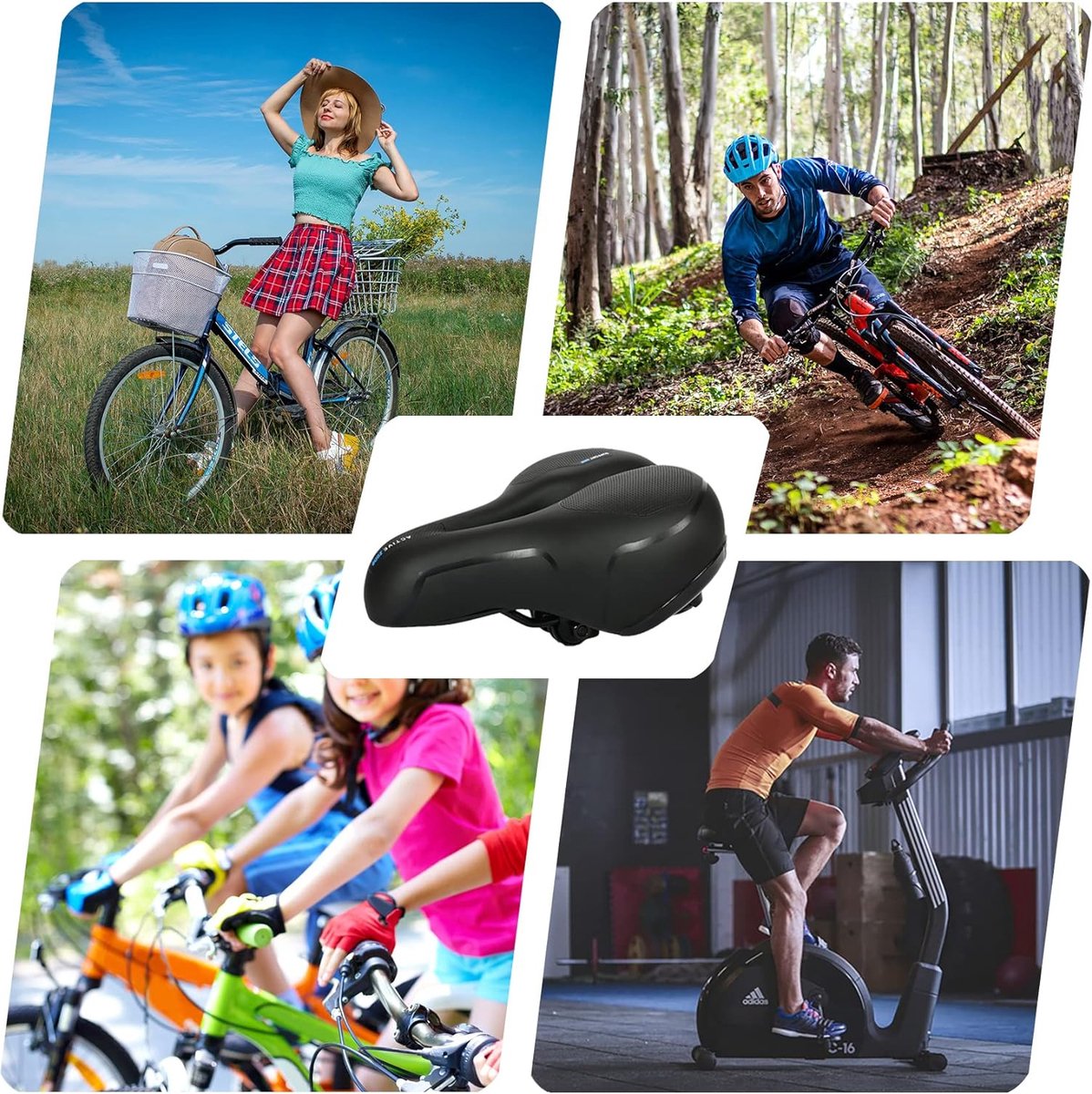 Comfortabel fietszadel, fietszadel met dubbele veer, ergonomisch comfort fietszadel, voor mountainbike/MTB/fiets/vouwfiets, fietszadel met gereedschap