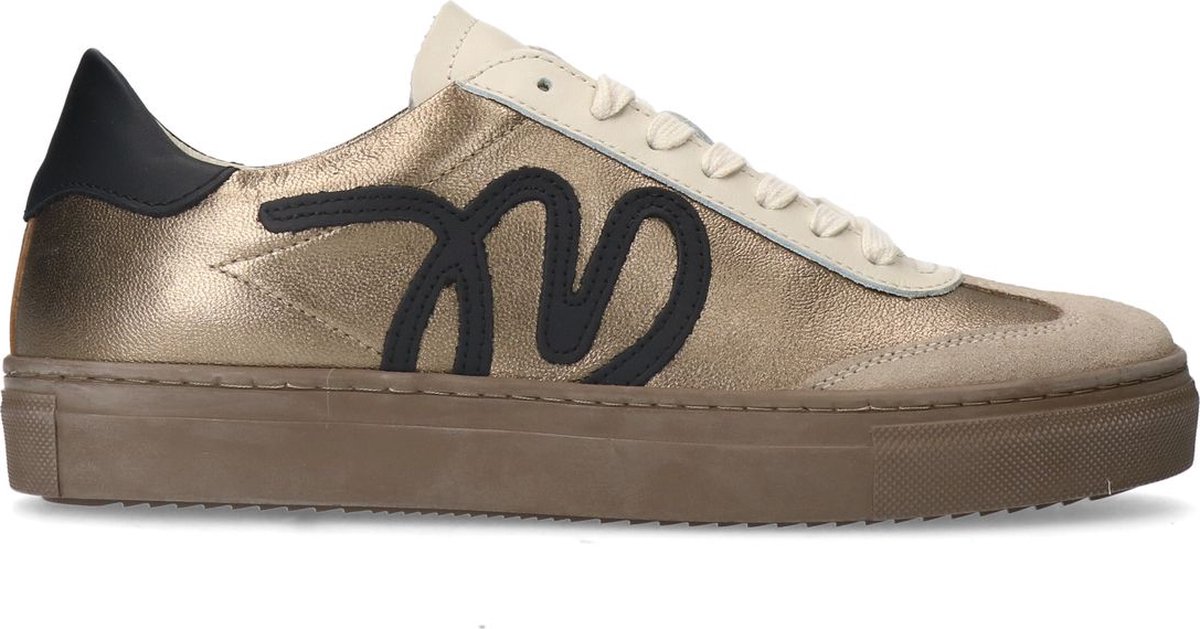Manfield - Dames - Gouden leren sneakers - Maat 36