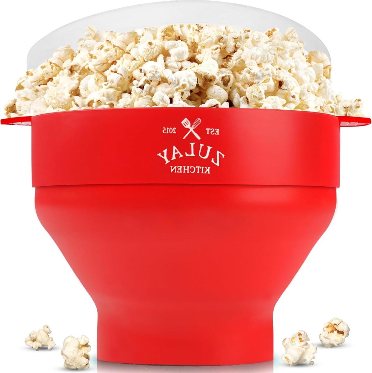 Grote magnetron popcornmachine - opvouwbare siliconen kom voor magnetron - popcornschaal familieformaat - capaciteit 15 kopjes - rood Popcorn machine