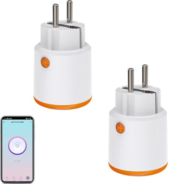 ANTELA Smart Plug 16A voor Buiten met stroommeting, 2 Uitgangen, Timerfunctie, Slimme Stekker Compatibel met Alexa & Google Home, Afstandsbediening, 2,4Ghz