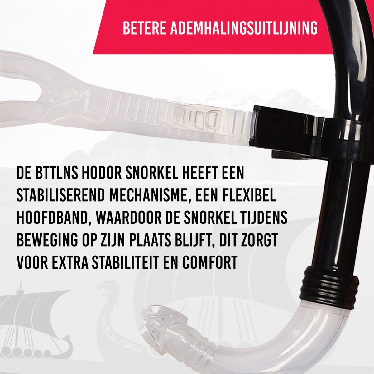 BTTLNS Snorkel - Verstelbare snorkel - Flexibel mondstuk - Ingebouwde ontluchtingsklep - Comfortabele zwemervaring - Hodor 1.0 - Zwart — afbeelding 3